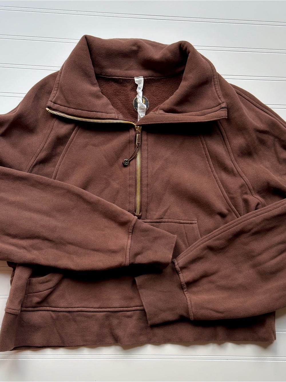 Lululemon Chestnut Brown Half-Zip Pullover Cropped Sweatshirt XS/S